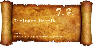 Tiringer Henrik névjegykártya